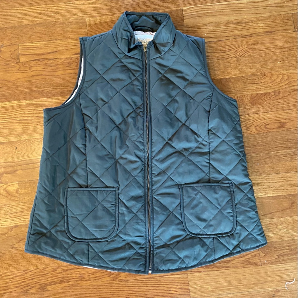 Market & Spruce Women’s Wilco Solid Quilted Vest Size 1X Dark Green